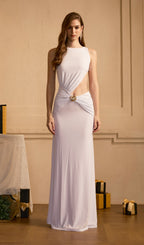 Draping And Shell Decorations Maxi Dress White