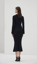 Solid Knitted Hollow Maxi Dress