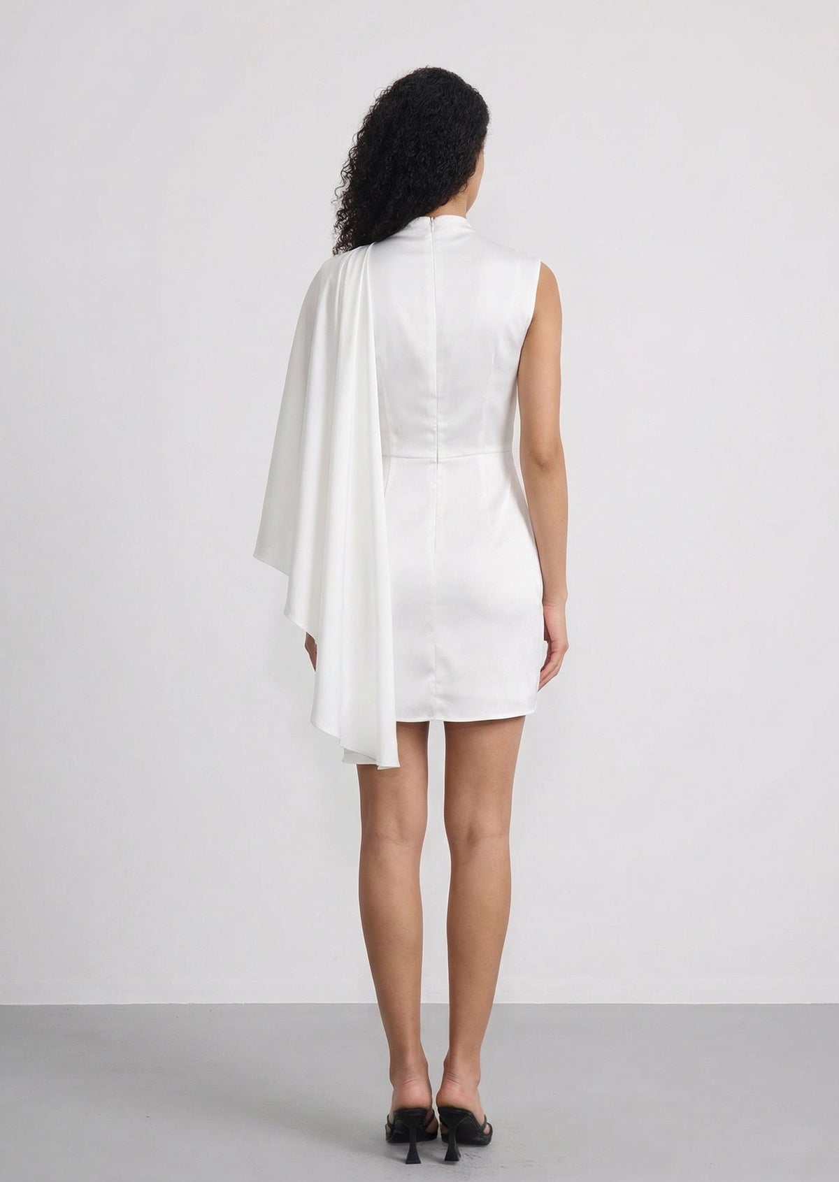 Fitted Mini Dress With Asymmetrical Draping