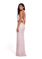 Quanah Sequined Halter Maxi Dress