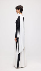 Knitted Triangular Inserts Maxi Dress In Black
