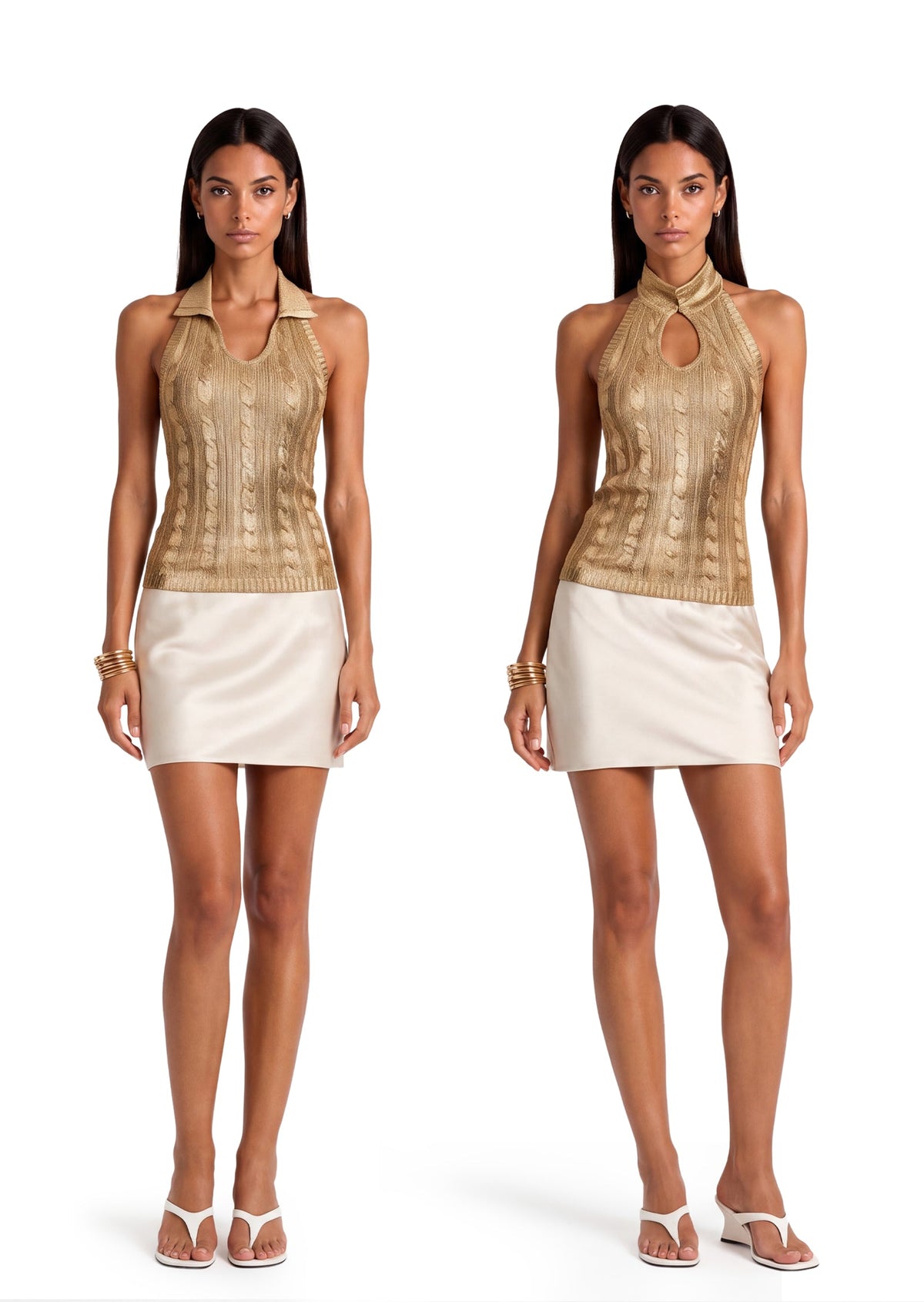 Gauge Knitted Stand Up Collar Top