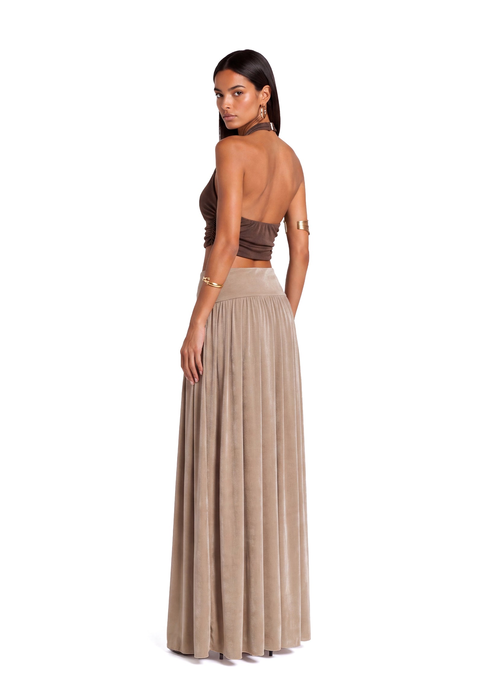 Dewei Halter Neck Open Back Top & Maxi Skirt Set