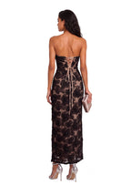 Yahir Strapless Lace Maxi Dress In Black