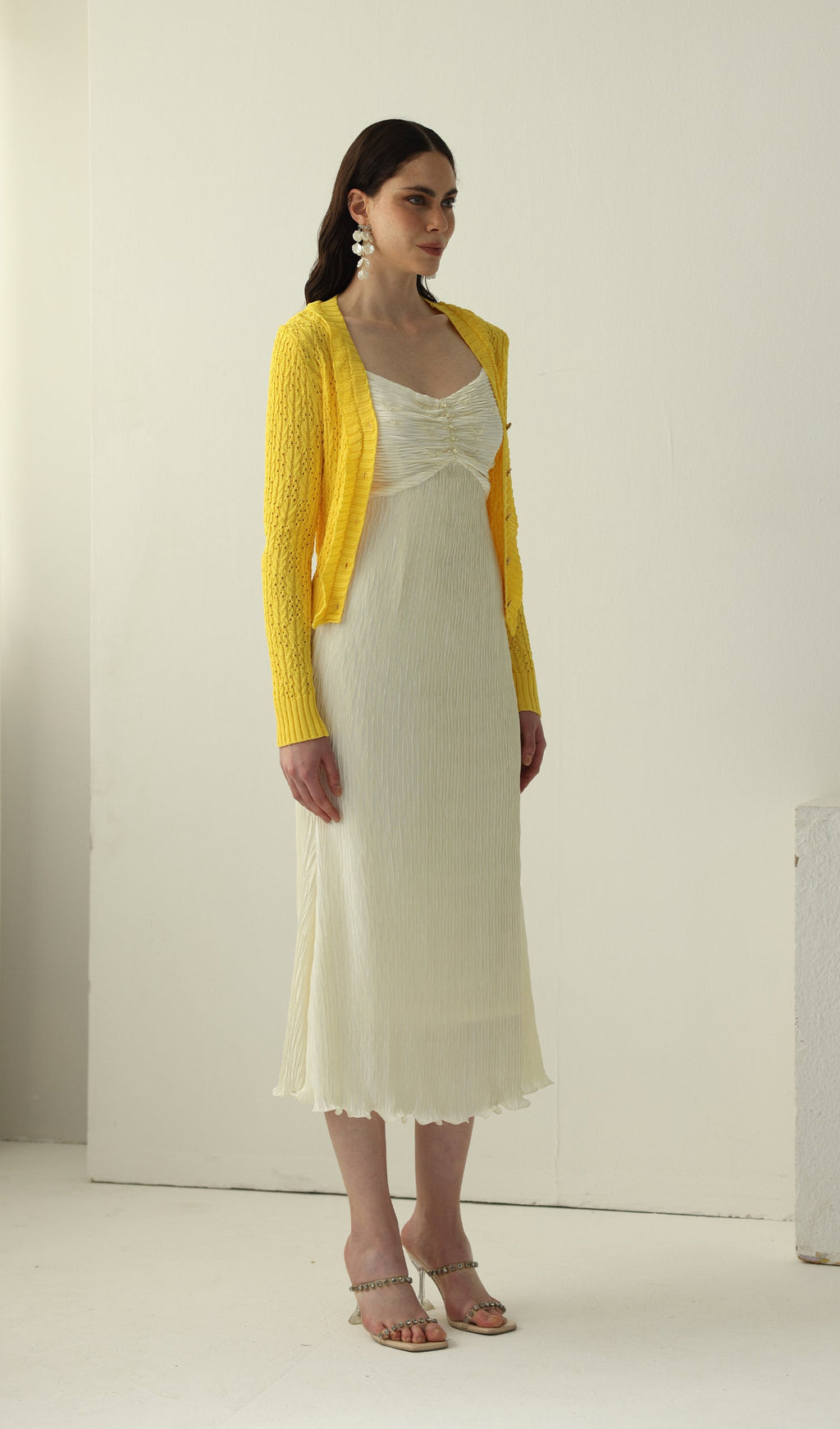 Solid V Neck Knitted Cardigan