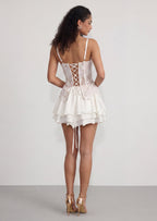 Aviana Lace Corset Mini Dress Set In White