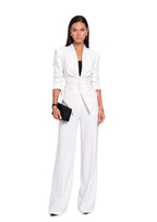 Adaja Long Sleeve V Neck Top In White