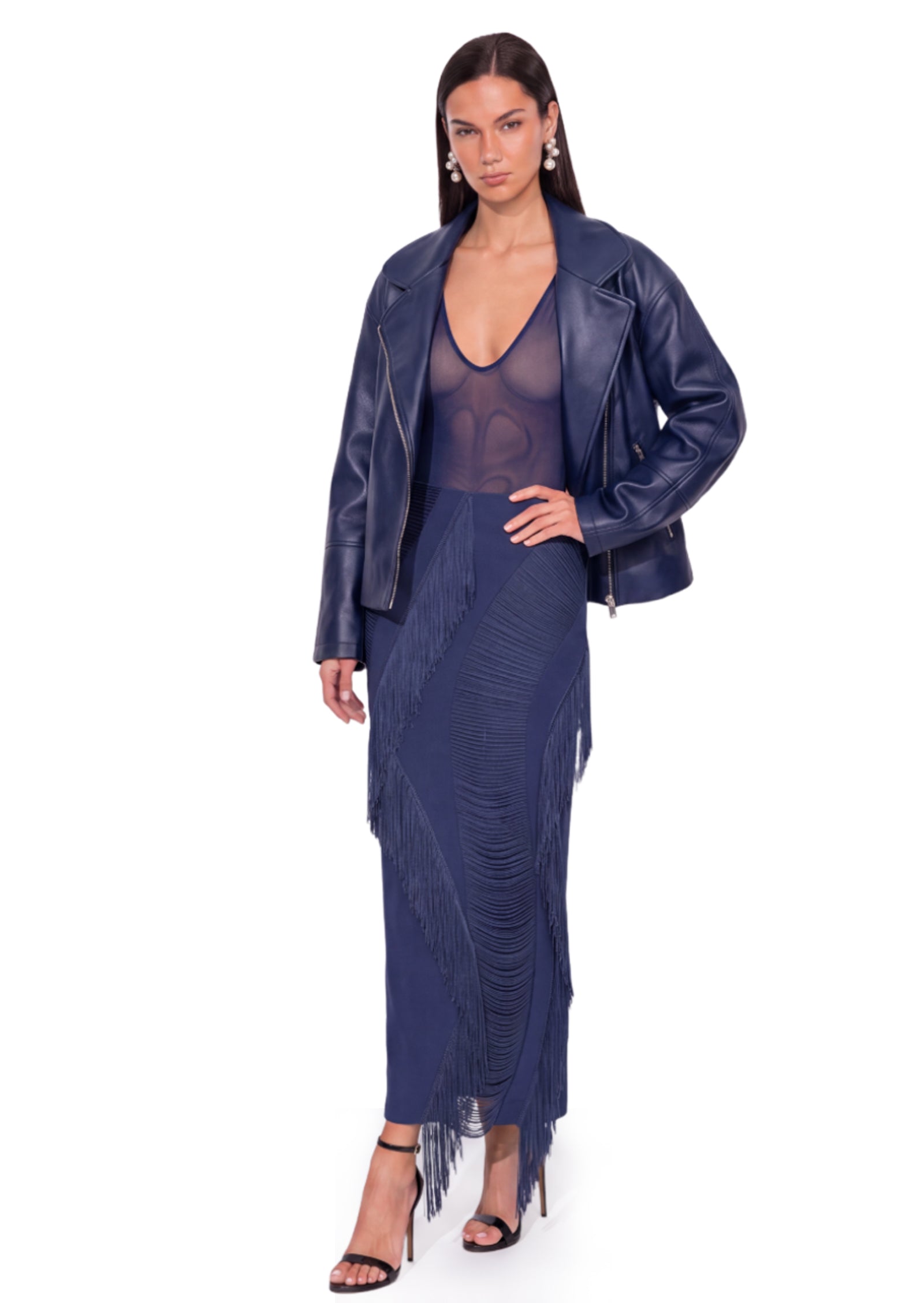Cachet Satin Tassel Midi Skirt
