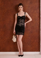 Lillian Lace Mini Dress In Black