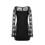 Abay Long Ssleeved Lace Satin Mini Dress