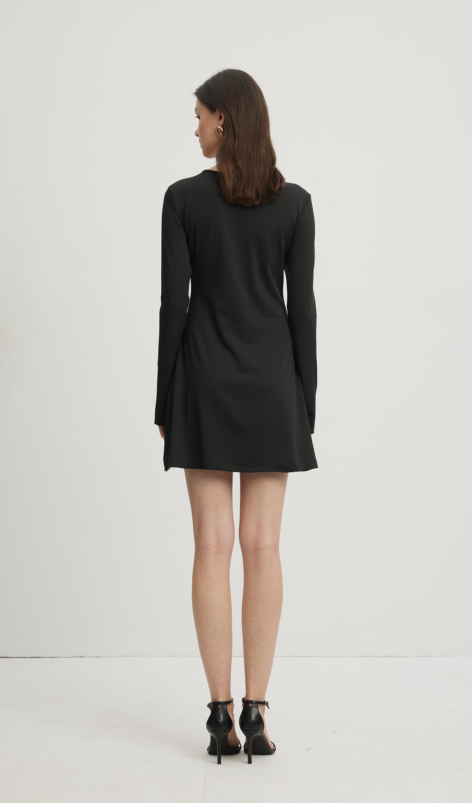 Hollow Out Mini Dress Black