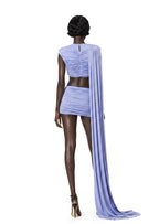Howea Round Neck Shawl Top & Pleated Skirt Set