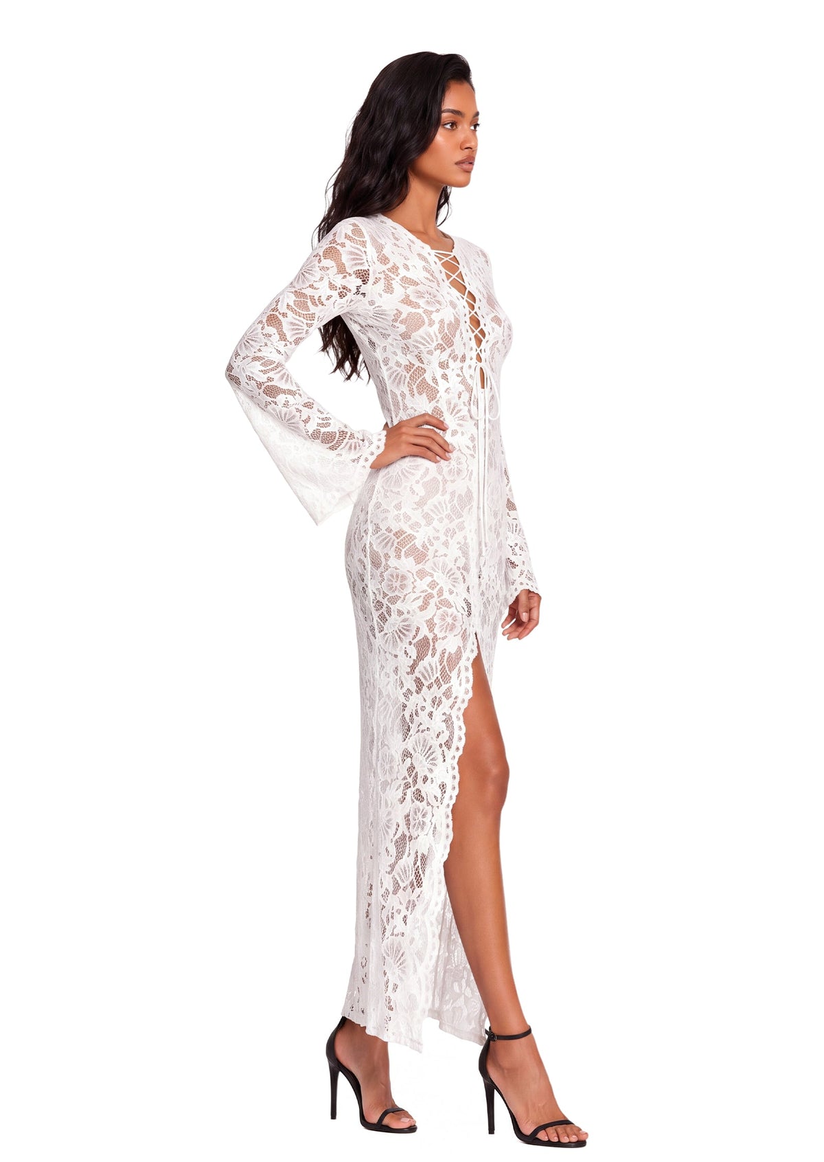 Cactus Slit Lace Midi Dress