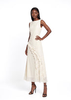 Naflah Sleeveless Midi Dress In White