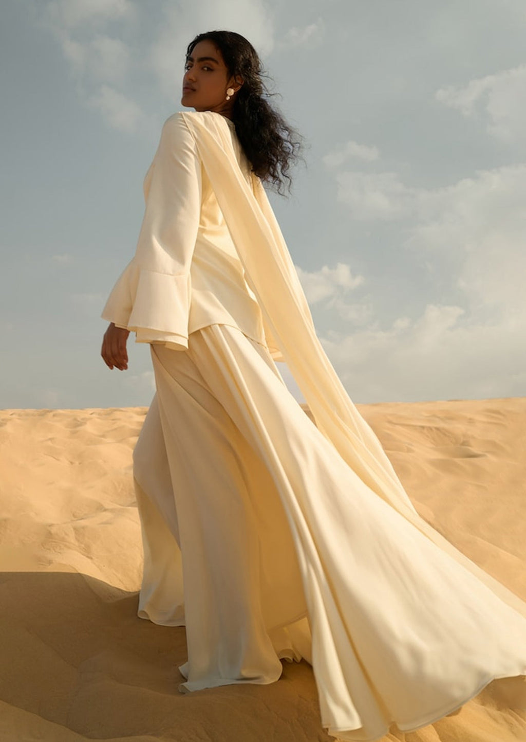 Asymmetrical Draped Bodice Ruffle Maxi Dress