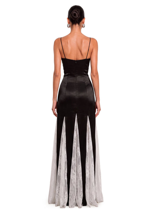Mabon Sleeveless Lace Maxi Dress In Black