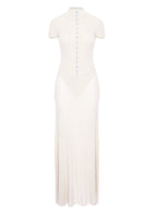 Short Sleeved Sheer Button Maxi Dress In White
