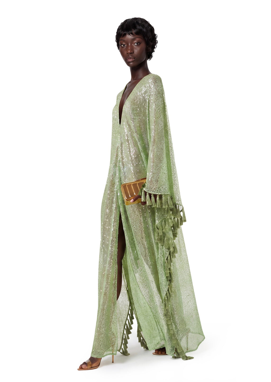 Kagami Knitted sequined tassel maxi dress