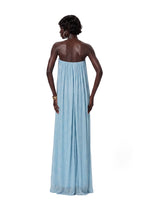 Chasca Strapless Shimmering Maxi Dress In Blue