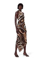Wafiya Halter Neck Printed Midi Dress