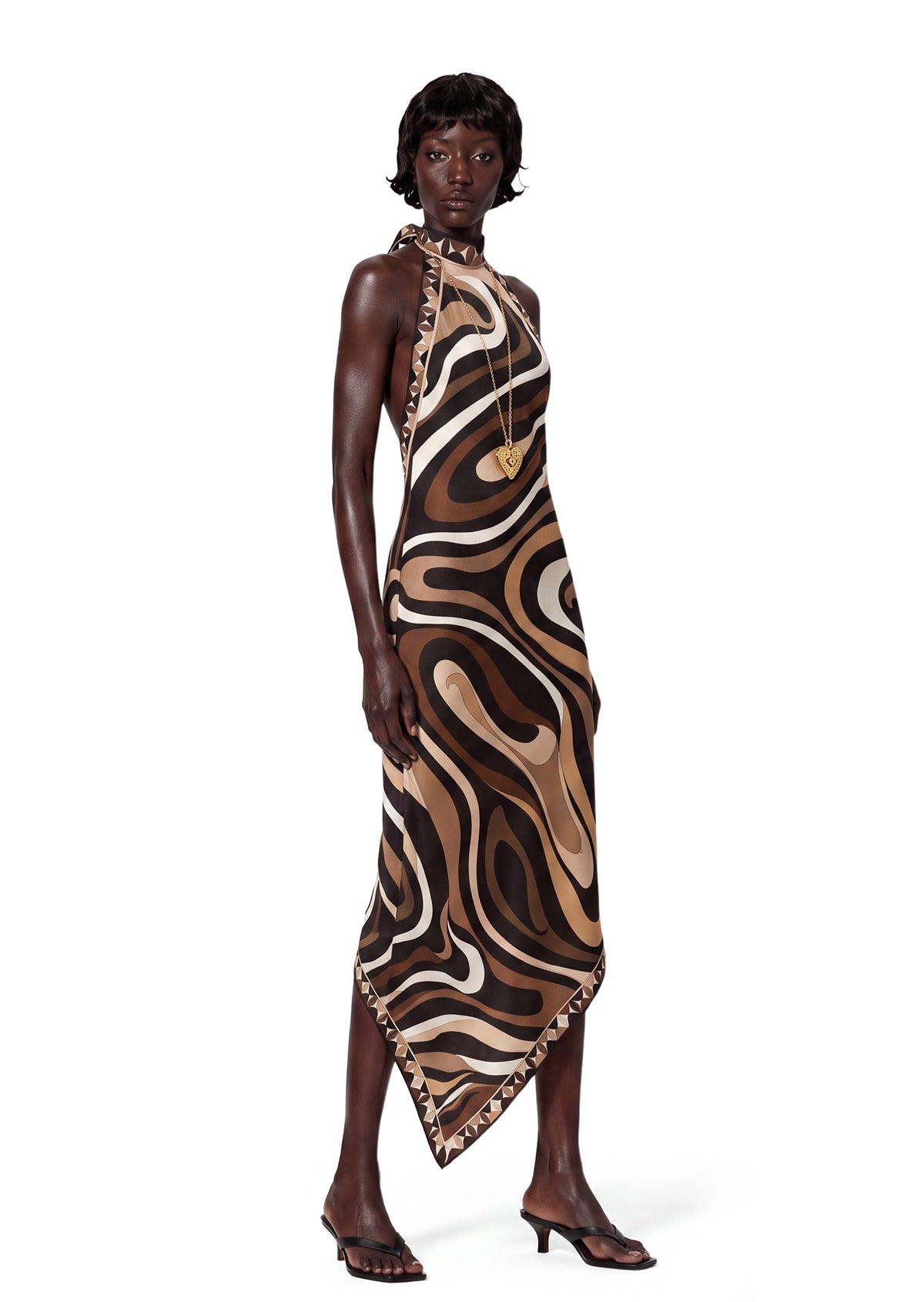 Wafiya Halter Neck Printed Midi Dress