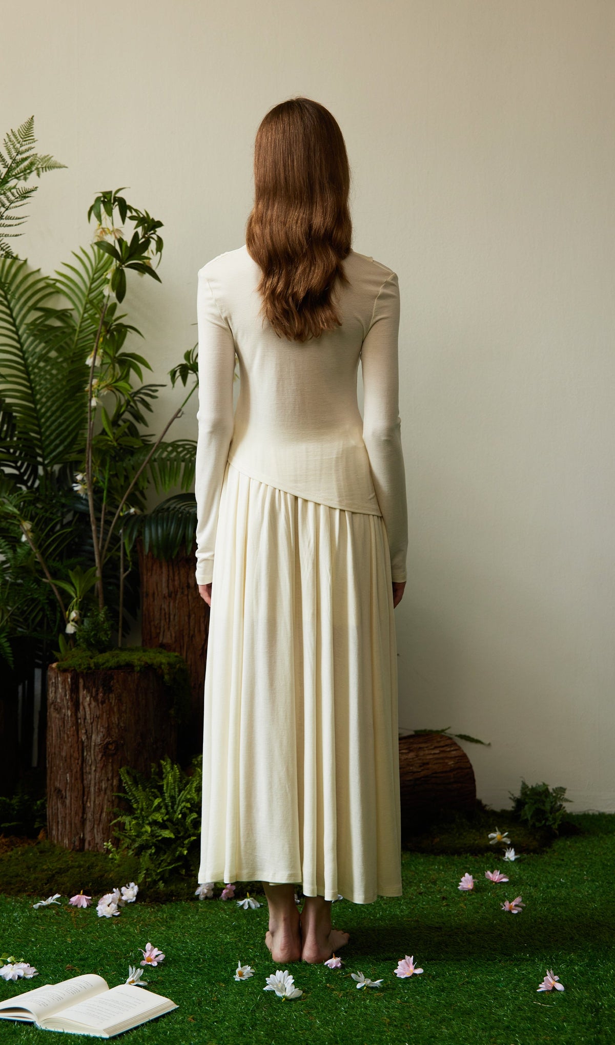 Solid Stretch Jersey Gathers Sets Skirt