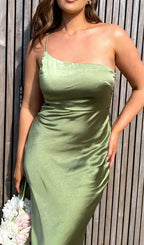 Satin Single Shoulder Strap Maxi Dress