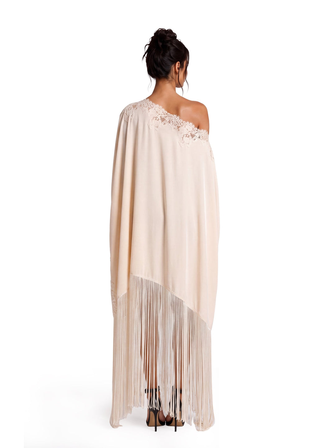 Minh Satin Lace Tassel Maxi Dress In White