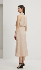 Asymmetric Satin Midi Dress