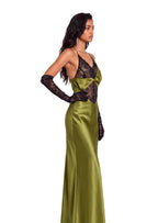 Quarry Lace Halter Neck Maxi Dress In Green