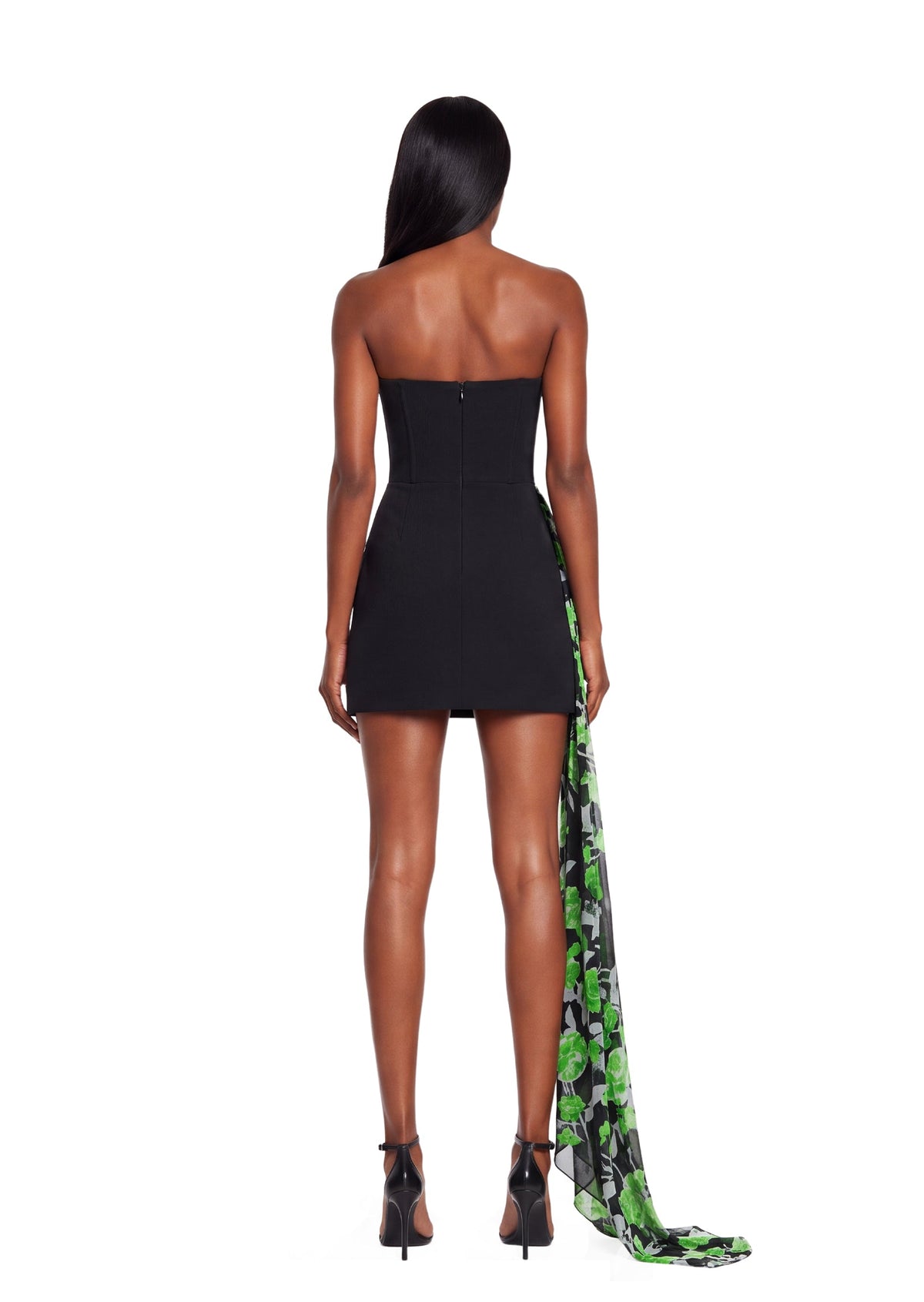 Jabilo Strapless Printed Ribbon Mini Dress