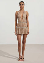 Open Back Mini Dress In Diamond Sand