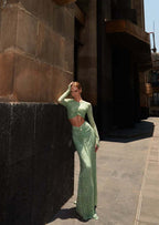 Layali Rose Twisted Top & Draped Maxi Dress Set
