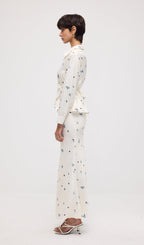 Floral Print Satin Maxi Skirt Two Piece Set