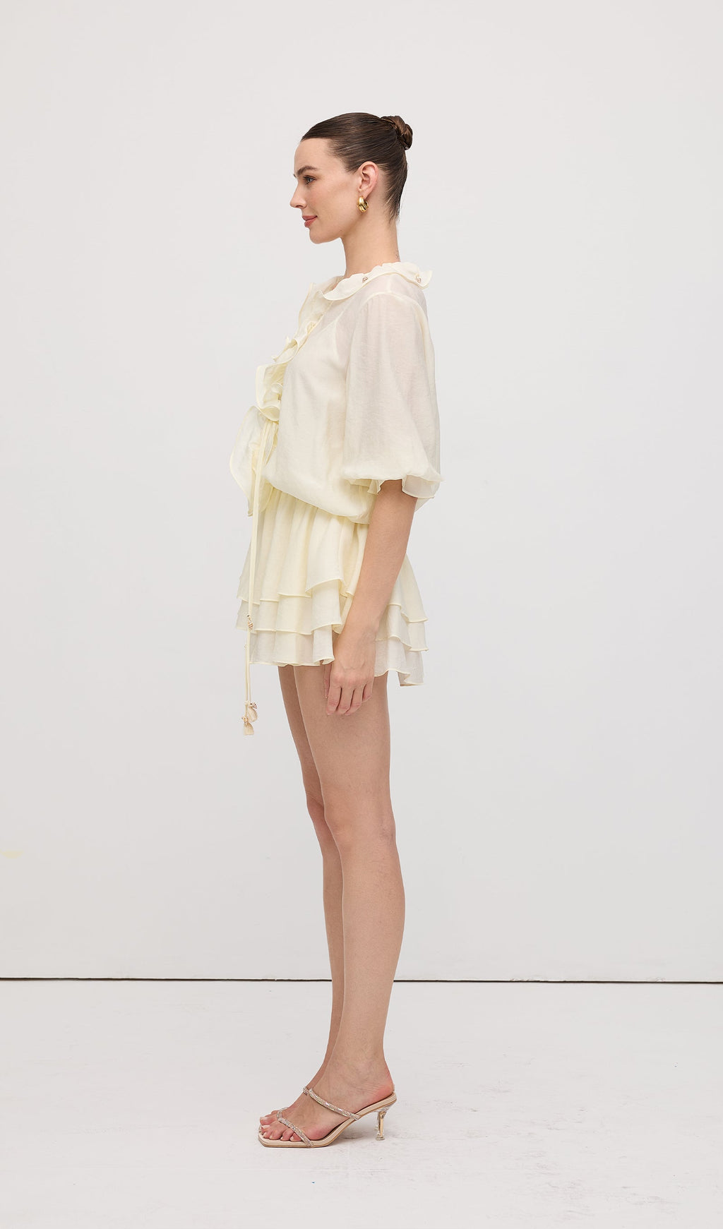 Solid Tiered Ruffles Mini Dress