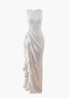 Asymmetry Maxi Dress With Sheer Skirt