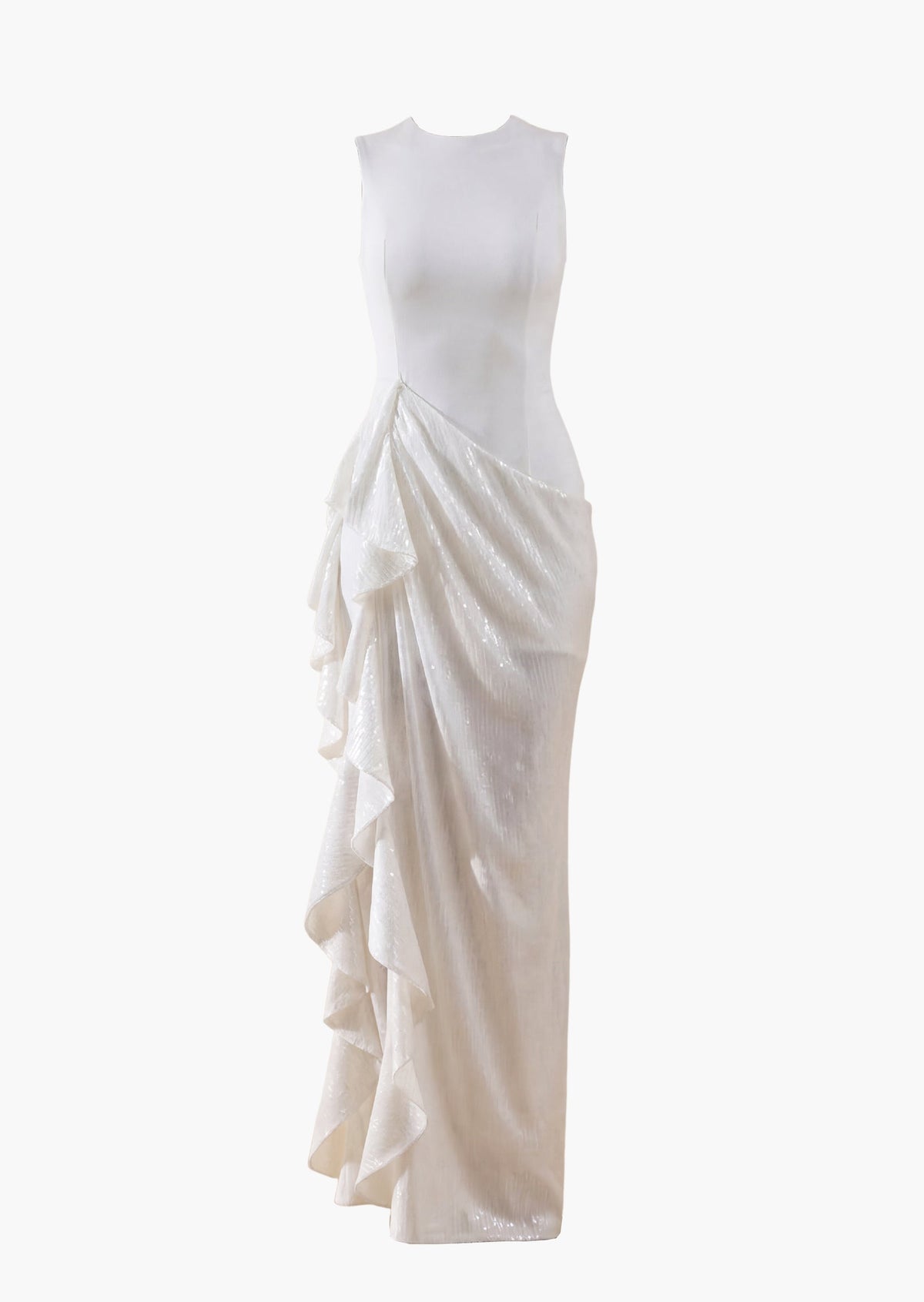 Asymmetry Maxi Dress With Sheer Skirt