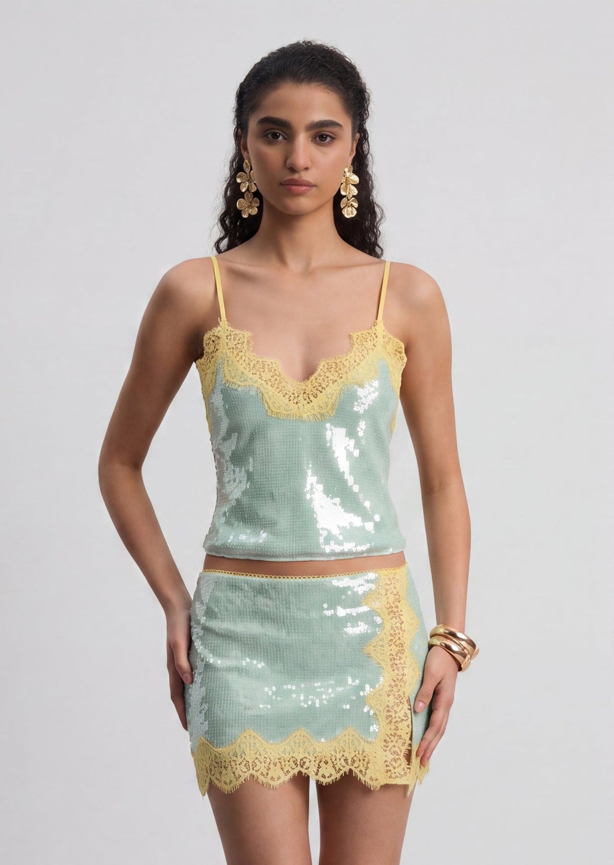 Melora Sequined Top & Mini Skirt Set