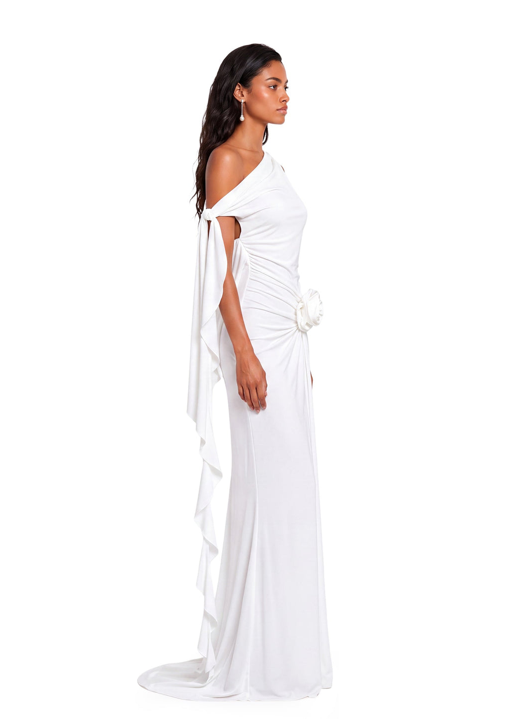 Gaia Off Shoulder Backless Maxi Dress In White