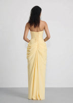 Cyra Slit Maxi Dress In Lemon
