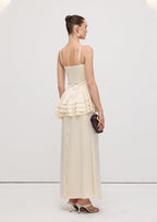 Sleeveless Layered Ruffled Maxi Dress Champagne