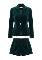 Deep V Neck Velvet Suit