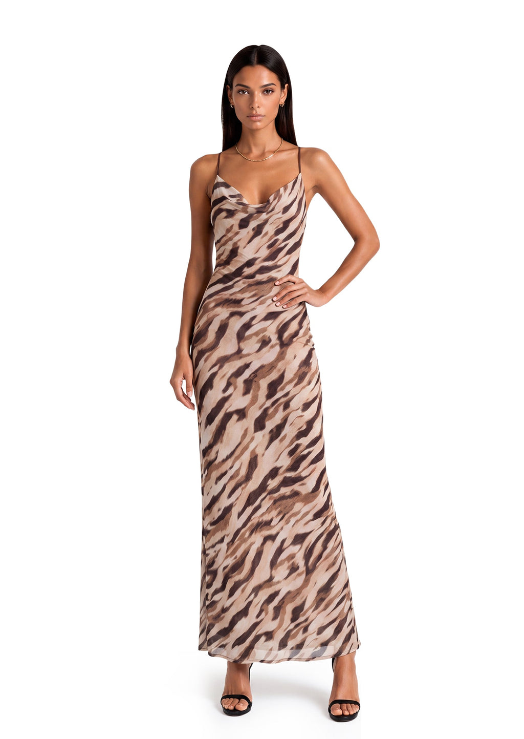 Caitlin Open Back Printed Maxi  Dress