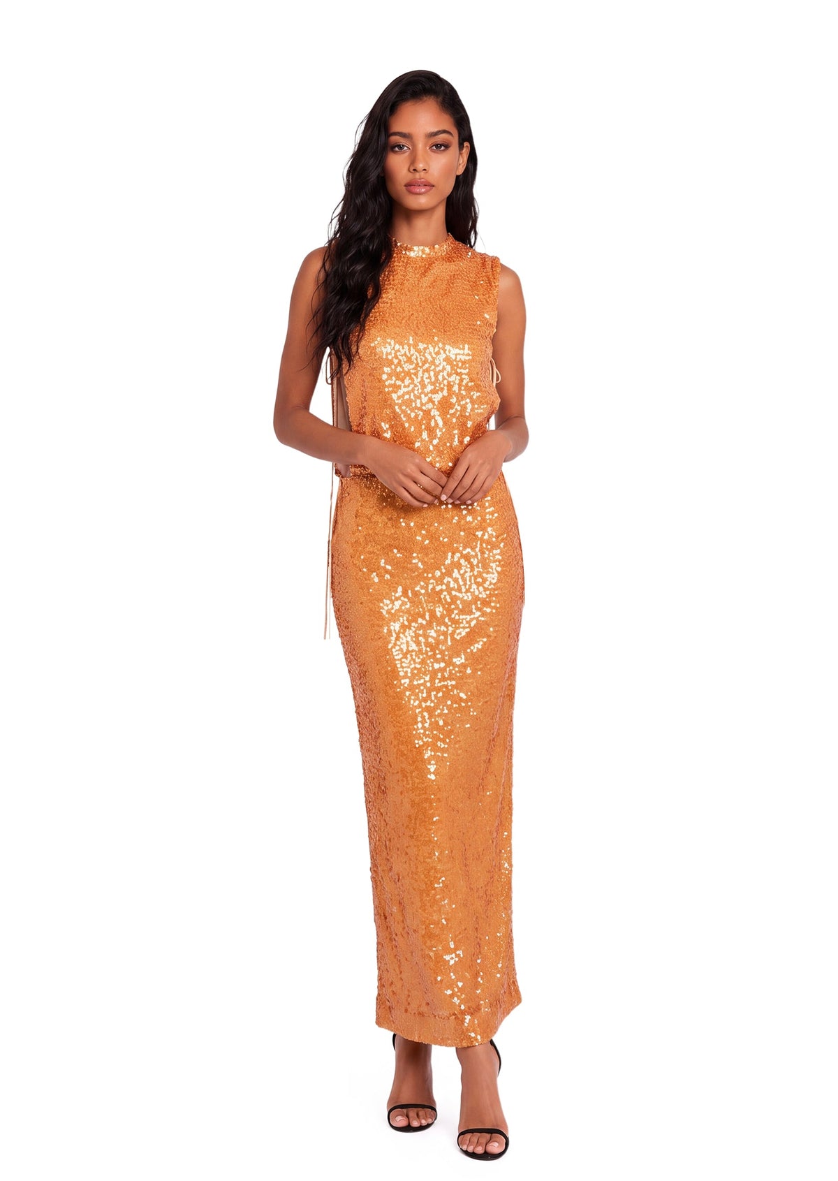 Nachla Sequin Maxi Dress In Orange