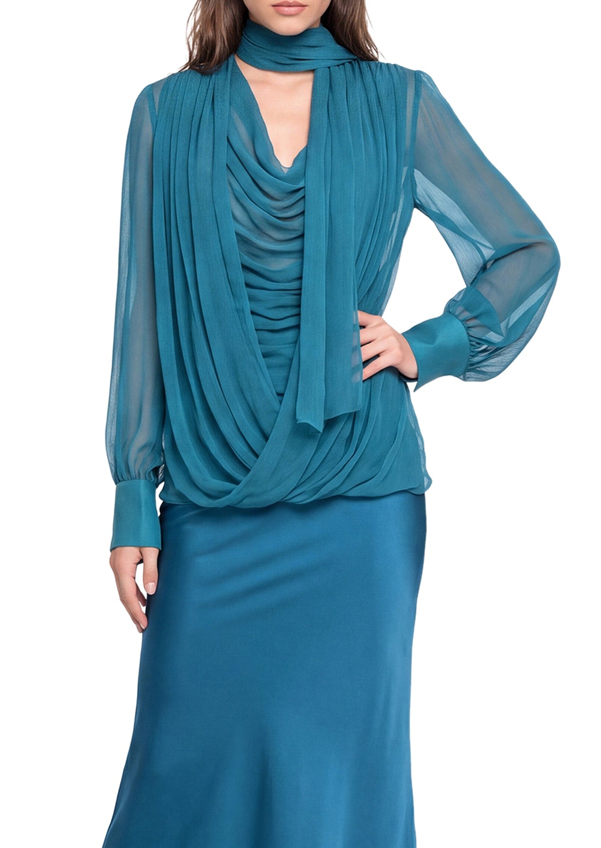 Laken Sheer Top & Satin Skirt Set