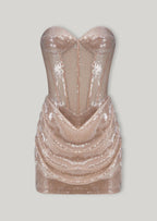 Pamela Gathered Sequined Corset Mini Dress