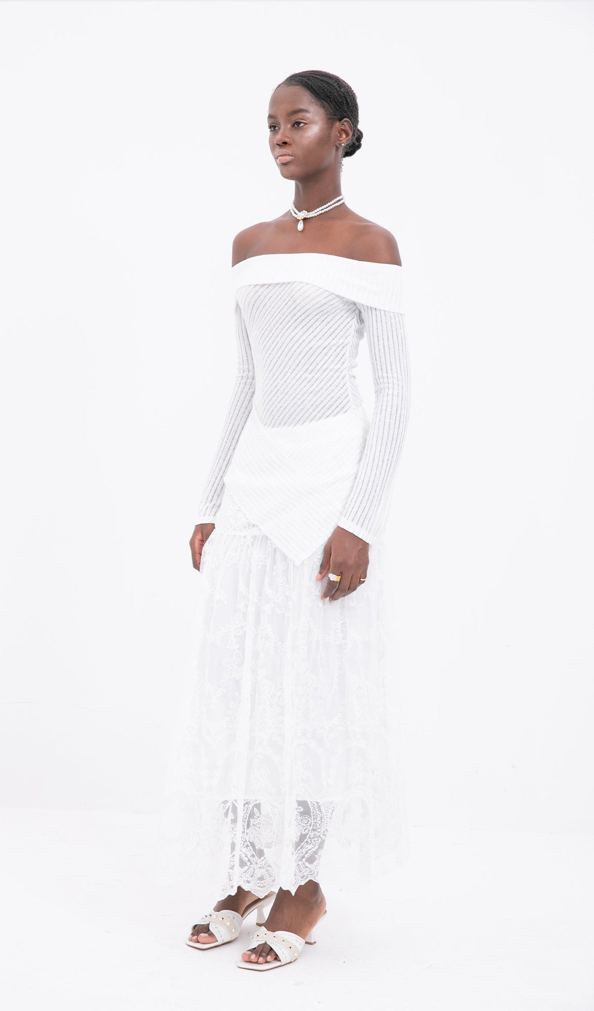Lace Flared Maxi Skirts