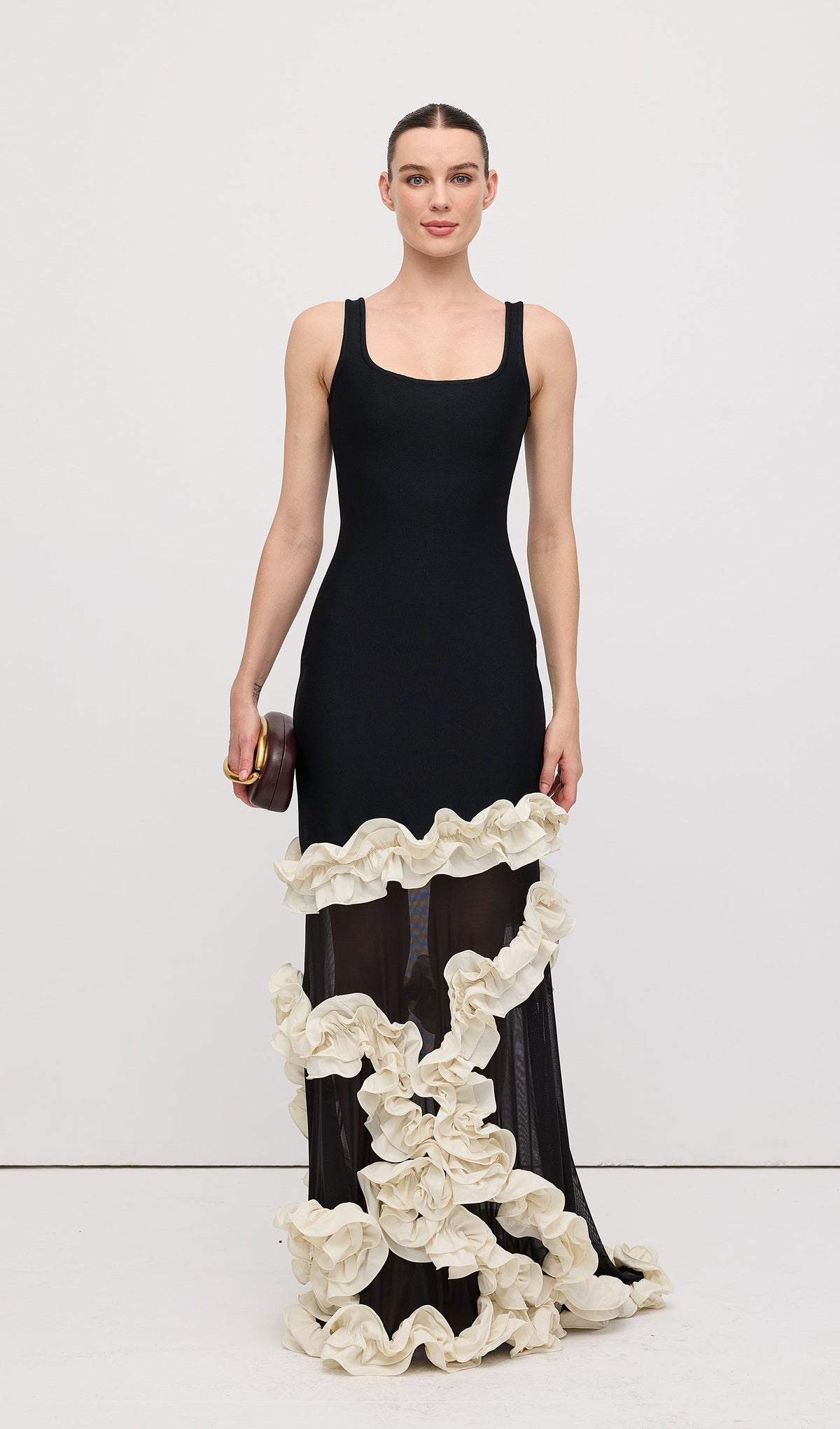 Wisteria Gown Maxi Dress In Black & White