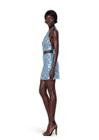 Kahale Open Back Sequined Halter Top In Blue