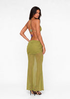 Caerwyn Draped Backless Maxi Dress